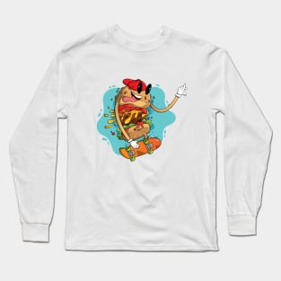 Cool hamburger riding a skateboard Long Sleeve T-Shirt